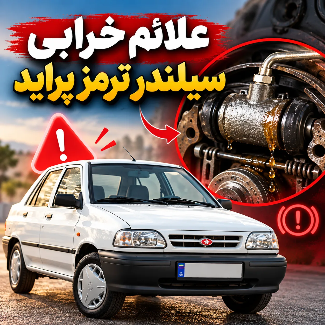 علائم خرابی سیلندر ترمز پراید