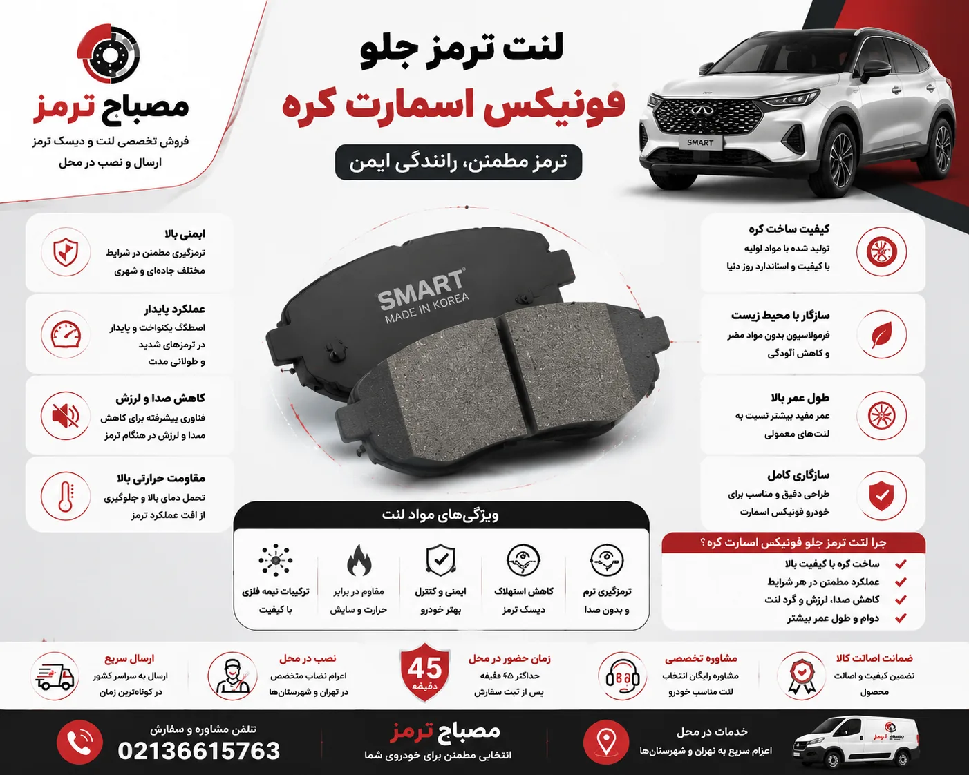 لنت ترمز جلو فونیکس اسمارت کره