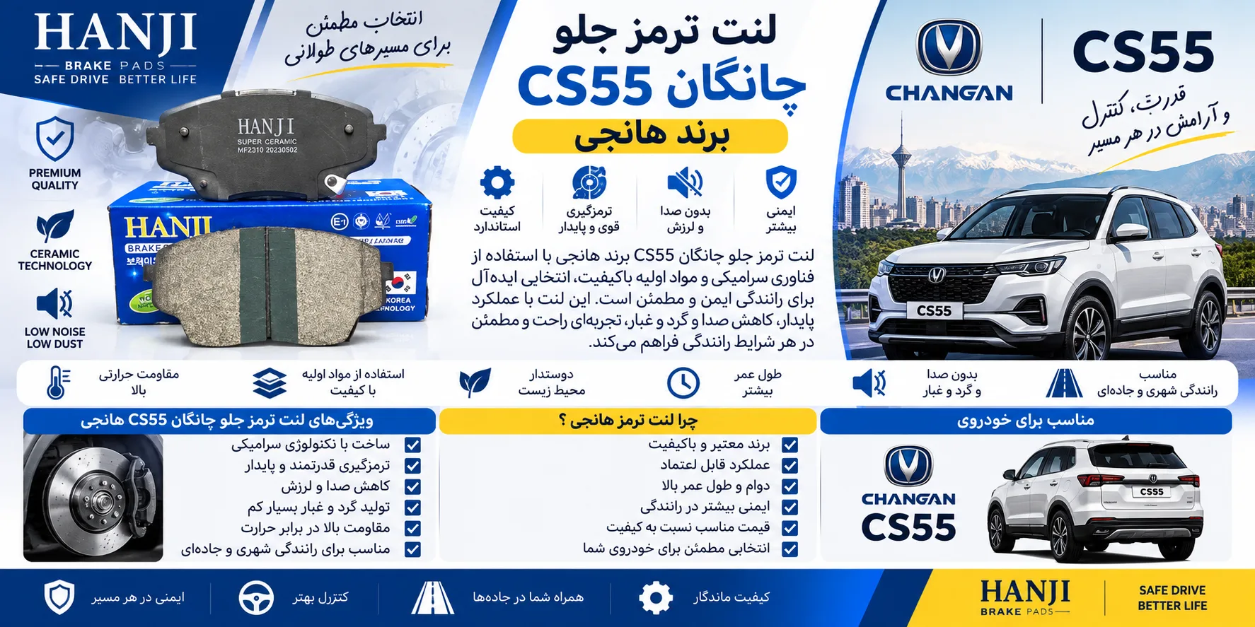 لنت ترمز جلو چانگان CS55 هانجی