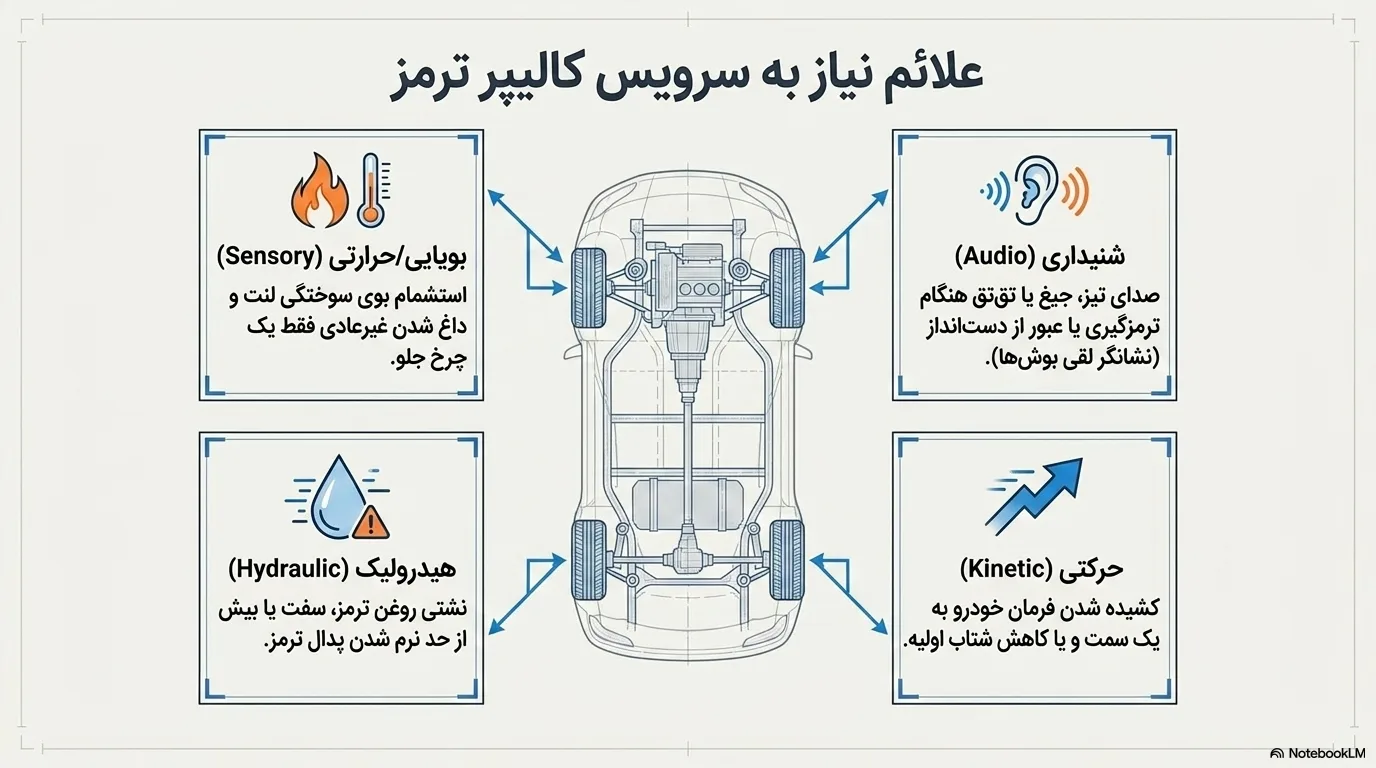 علائم نیاز به سرویس کالیپر ترمز