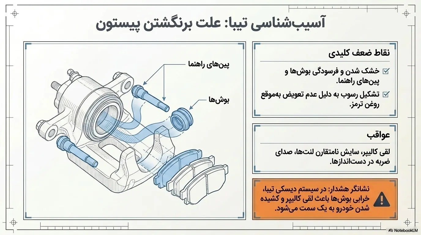 علت برنگشتن پیستون ترمز تیبا