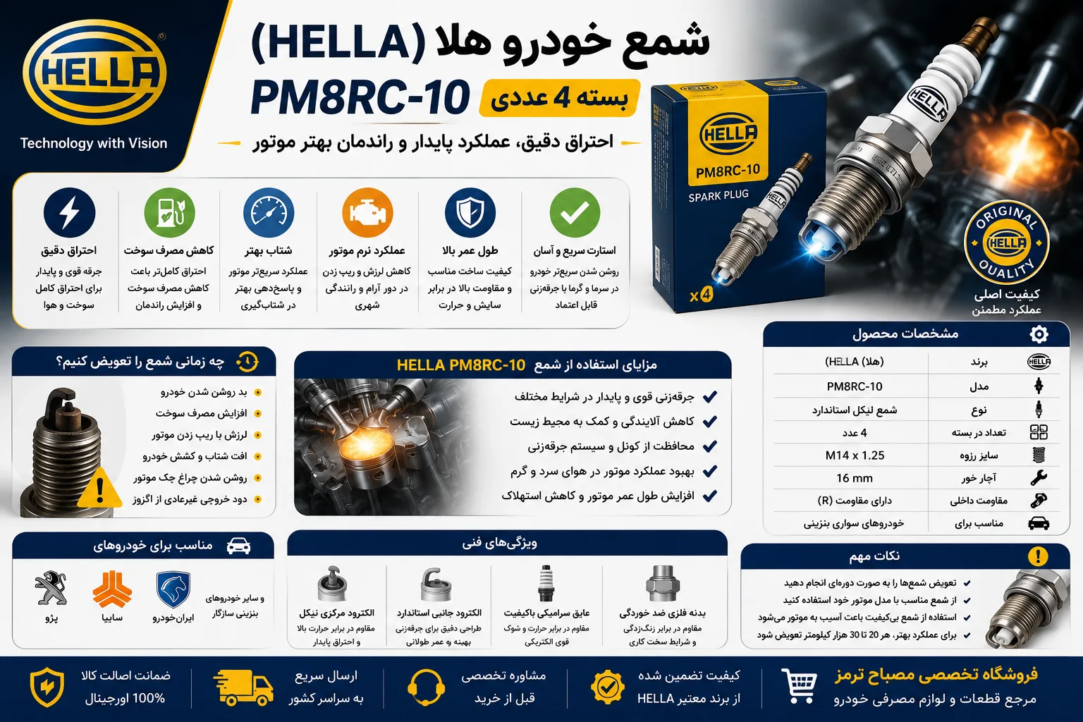 شمع خودرو هلا (HELLA) PM8RC-10 بسته 4 عددی
