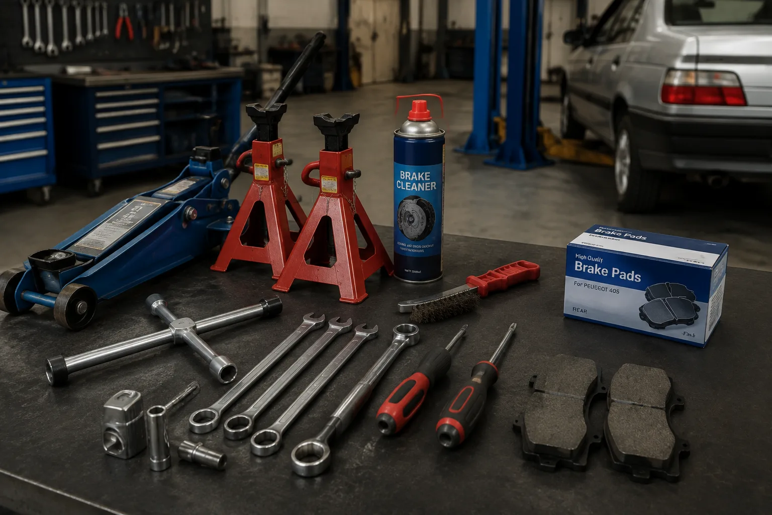 ابزارهای لازم برای تعویض لنت ترمز عقب پژو 405