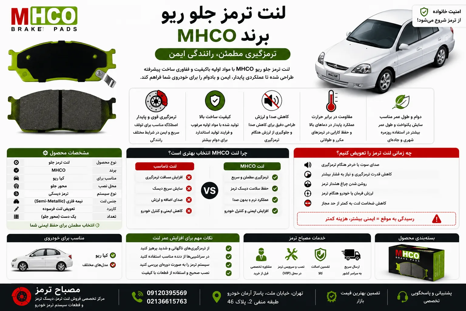 لنت ترمز جلو ریو برند MHCO